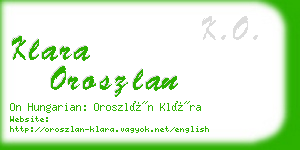 klara oroszlan business card